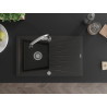 Mexen Cesar Granitspüle 1-Becken mit Abtropffläche und Küchenarmatur Elia, schwarz/gold metallic - 6514-75-670101-00