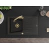 Mexen Cesar Granitspüle 1-becken mit Abtropffläche und Küchenarmatur Elia, schwarz/gold metallic - 6514-75-670101-50