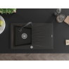 Mexen Cesar Granitspüle 1-beckig mit Abtropffläche und Küchenarmatur Elia, schwarz/gold metallic - 6514-75-670101-70