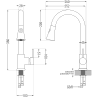 Mexen Cesar Granitspüle 1-Becken mit Abtropffläche und Küchenarmatur Elia, schwarz gesprenkelt - 6514-76-670101-70