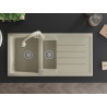 Mexen Andres Granitspüle 1,5-Becken mit Abtropffläche und Küchenarmatur Elia, beige - 6515-69-670101-69