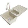 Mexen Andres Granitspüle 1,5-Becken mit Abtropffläche und Küchenarmatur Elia, beige - 6515-69-670101-69