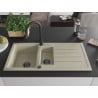 Mexen Andres Granitspüle 1,5-Becken mit Abtropffläche und Küchenarmatur Elia, beige - 6515-69-670101-70