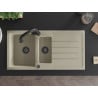 Mexen Andres Granitspüle 1,5-Becken mit Abtropffläche und Küchenarmatur Elia, beige - 6515-69-670101-70