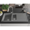 Mexen Andres 1,5-Kammer Granitspüle mit Abtropffläche und Küchenarmatur Elia, grau - 6515-71-670101-00