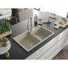 Mexen Tomas Granitspüle 2-Kammer mit Küchenarmatur Elia, beige - 6516-69-670101-00