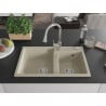 Mexen Tomas Granitspüle 2-Becken mit Küchenarmatur Elia, beige - 6516-69-670101-00