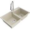 Mexen Tomas Granitspüle 2-Becken mit Küchenarmatur Elia, beige - 6516-69-670101-00