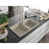 Mexen Tomas Granitspüle 2-Kammer mit Küchenarmatur Elia, beige - 6516-69-670101-69