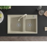 Mexen Tomas Granitspüle 2-Kammer mit Küchenarmatur Elia, beige - 6516-69-670101-69