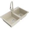 Mexen Tomas Granitspüle 2-Kammer mit Küchenarmatur Elia, beige - 6516-69-670101-69
