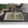 Mexen Tomas Granitspüle mit 2 Becken und Küchenarmatur Elia, beige - 6516-69-670101-50