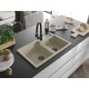 Mexen Tomas Granitspüle 2-Kammer mit Küchenarmatur Elia, beige - 6516-69-670101-70