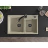 Mexen Tomas Granitspüle 2-Kammer mit Küchenarmatur Elia, beige - 6516-69-670101-70