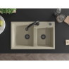 Mexen Tomas Granitspüle 2-Kammern mit Küchenarmatur Elia, beige - 6516-69-670101-70