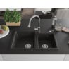 Mexen Tomas Granitspüle 2-Kammer mit Küchenarmatur Elia, schwarz/gold metallic - 6516-75-670101-00