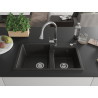 Mexen Tomas Granitspüle 2-Kammern mit Küchenarmatur Elia, schwarz/golden metallic - 6516-75-670101-00