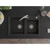 Mexen Tomas Granitspüle 2-Kammer mit Küchenarmatur Elia, schwarz/gold metallic - 6516-75-670101-00