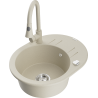 Mexen Kevin Granitspüle 1-beckig mit Abtropffläche und Küchenarmatur Elia, beige - 6517-69-670101-69