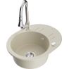 Mexen Kevin Granitspüle mit 1 Becken, Abtropffläche und Küchenarmatur Elia, beige - 6517-69-670101-00