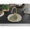 Mexen Kevin Granitspüle 1-beckig mit Abtropffläche und Küchenarmatur Elia, beige - 6517-69-670101-50