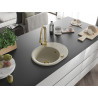 Mexen Kevin Granitspüle 1-beckig mit Abtropffläche und Küchenarmatur Elia, beige - 6517-69-670101-50