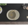 Mexen Kevin Granitspüle 1-beckig mit Abtropffläche und Küchenarmatur Elia, beige - 6517-69-670101-50