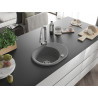 Mexen Kevin 1-kommeriger Granitspüle mit Abtropffläche und Küchenarmatur Elia, grau - 6517-71-670101-00
