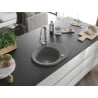 Mexen Kevin Granitspüle 1-becken mit Abtropffläche und Küchenarmatur Elia, grau - 6517-71-670101-00