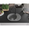 Mexen Kevin Granitspüle 1-Becken mit Abtropffläche und Küchenarmatur Elia, grau - 6517-71-670101-70