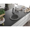 Mexen Kevin Granitspüle 1-Becken mit Abtropffläche und Küchenarmatur Elia, grau - 6517-71-670101-70-B