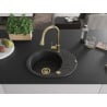 Mexen Kevin Granitspüle 1-Becken mit Ablage und Küchenarmatur Elia, schwarz/silber metallic - 6517-73-670101-50