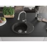 Mexen Kevin Granitspüle 1-beckig mit Abtropffläche und Küchenarmatur Elia, schwarz/gold metallic - 6517-75-670101-00