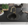 Mexen Kevin Granitspüle 1-Becken mit Abtropffläche und Küchenarmatur Elia, schwarz/gold metallic - 6517-75-670101-50-B