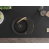 Mexen Kevin Granitspüle 1-beckig mit Abtropffläche und Küchenarmatur Elia, Schwarz/Gold Metallic - 6517-75-670101-50-B