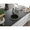 Mexen Kevin Granitspüle 1-beckig mit Abtropffläche und Küchenarmatur Elia, Schwarz/Gold Metallic - 6517-75-670101-70-B