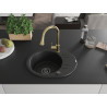 Mexen Kevin Granitspüle 1-Becken mit Abtropffläche und Küchenarmatur Elia, schwarz - 6517-77-670101-50-B
