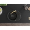 Mexen Kevin Granitspüle 1-Schüssel mit Abtropffläche und Küchenarmatur Elia, schwarz - 6517-77-670101-50-B