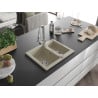 Mexen Carlos Granitspüle 1,5-Becken mit Küchenarmatur Elia, beige - 6518-69-670101-00