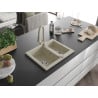 Mexen Carlos Granitspüle 1,5-Gefäß mit Küchenarmatur Elia, Beige - 6518-69-670101-69