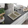 Mexen Carlos Granitspüle 1,5-Kammer mit Küchenarmatur Elia, beige - 6518-69-670101-69