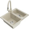 Mexen Carlos granitspüle 1,5-becken mit küchenarmatur Elia, beige - 6518-69-670101-69