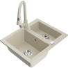 Mexen Carlos Granitspüle 1,5-Gefäß mit Küchenarmatur Elia, Beige - 6518-69-670101-69