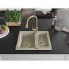 Mexen Carlos Granitspüle 1,5-Becken mit Küchenarmatur Elia, beige - 6518-69-670101-50
