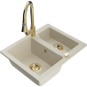 Mexen Carlos 1,5-Kammer-Granitspüle mit Küchenarmatur Elia, beige - 6518-69-670101-50