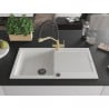 Mexen Leo 1-Becken Granitspüle mit Abtropffläche und Küchenarmatur Duo, weiß - 6501-20-671701-57-B