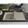 Mexen Leo Granitspüle 1-beckig mit Abtropffläche und Küchenarmatur Duo, beige - 6501-69-671701-07-B