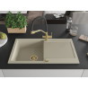 Mexen Leo Granitspüle 1-Becken mit Abtropffläche und Küchenarmatur Duo, beige - 6501-69-671701-57-G