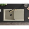 Mexen Leo Granitspüle 1-Becken mit Abtropffläche und Küchenarmatur Duo, beige - 6501-69-671701-57-B