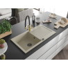 Mexen Leo Granitspüle 1-Becken mit Abtropffläche und Küchenarmatur Duo, beige - 6501-69-671701-57-B